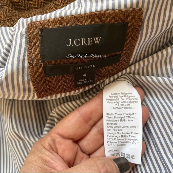 J.Crew hazelnut brown herringbone double breasted Moon English wool blazer - Picture 15 of 16